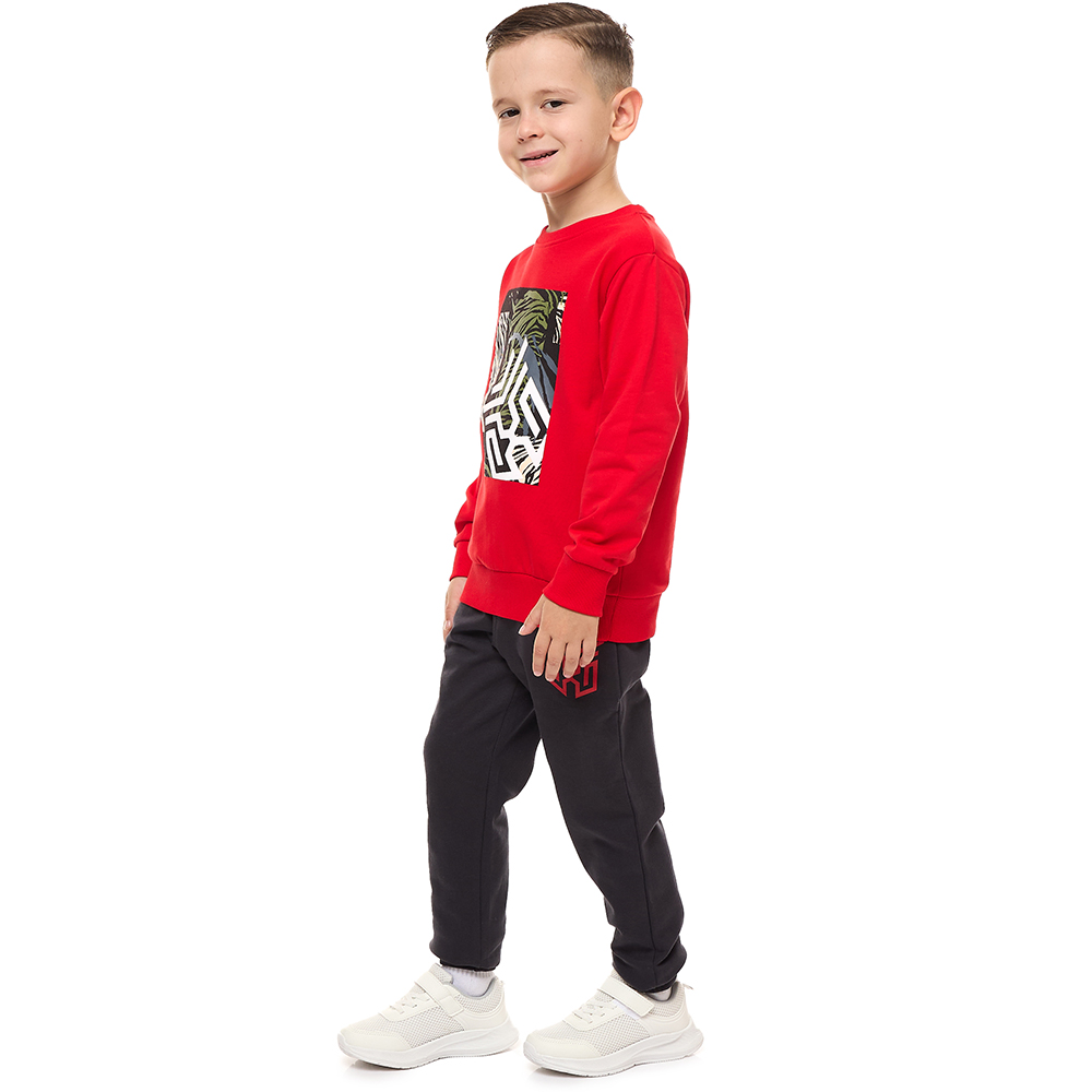 Victor and Jane - 2Pc-Set - Boys' Sweatshirt And Jogger - Red/Navy