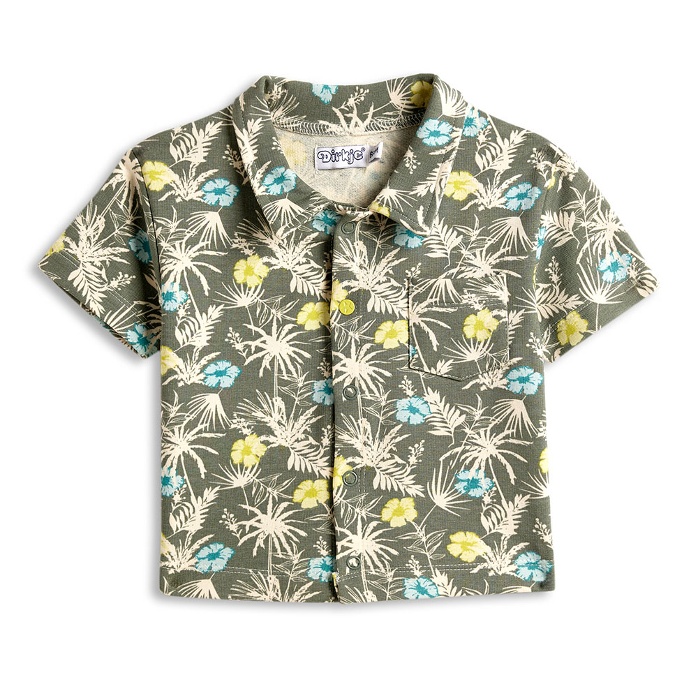 Dirkje - 2pc-Set - Boy's Printed T-Shirt And Cargo Shorts - Grey