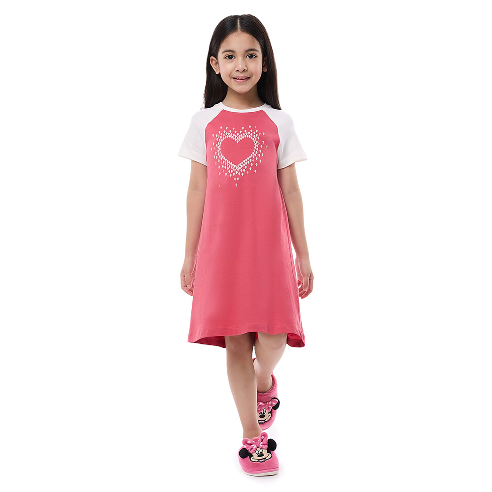 Victor And Jane - Girl's Cotton Pyjama Dress - Red/White
