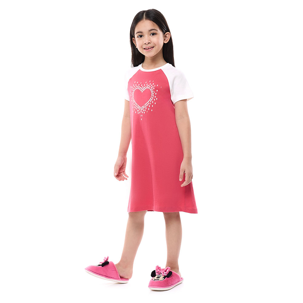 Victor And Jane - Girl's Cotton Pyjama Dress - Red/White