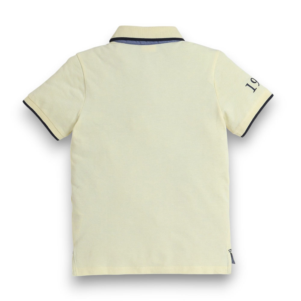 Victor and Jane - Junior Boys Polo T-shirt With Embroidered Label - Yellow