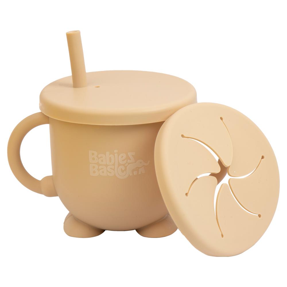 Babies Basic - 2-In-1 Silicone Cup With Straw Or A Snack Cup - Beige