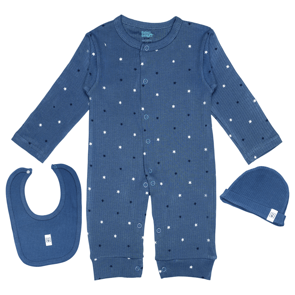 Babies Basic - 3pc-Set - Cotton Sleepsuit Set