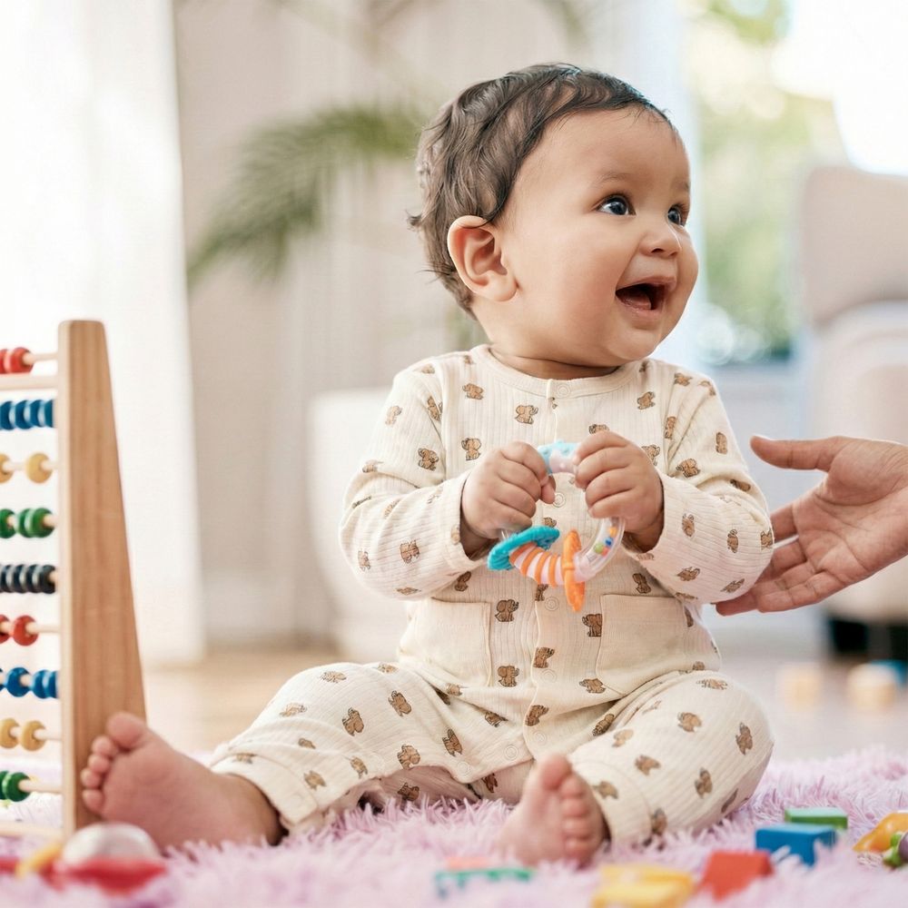 Babies Basic - Ribbed Cotton Set With Sleepsuit/Romper Cap And Bib - Cream