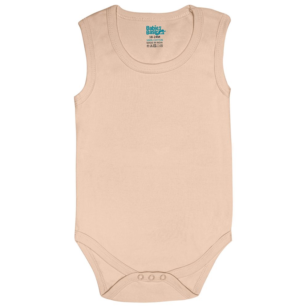 بيبيز بيسك - طقم تبان بدون أكمام قطن 100% للأولاد - أزرق وبني - 6 قطع