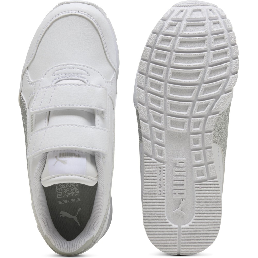 بوما - حذاء رياضي لامع للبنات ST Runner V4 SL - أبيض