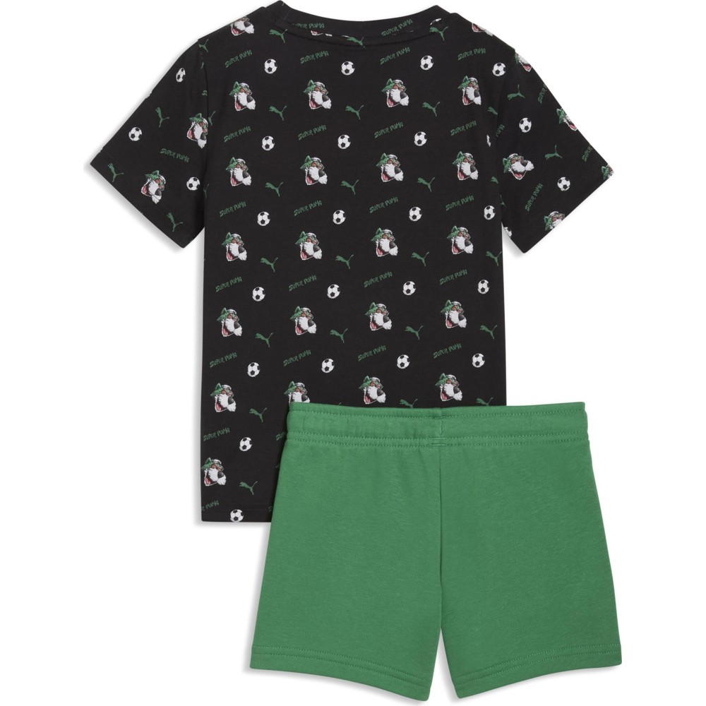 بوما - طقم تي شيرت وشورت سوبر بوما - أسود وأخضر - قطعتين