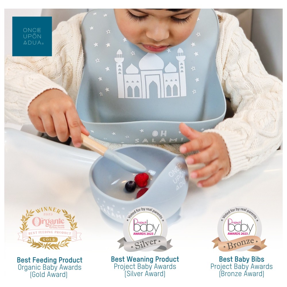 Once Upon A Dua - Lux Silicone Baby Bib - Dusty Blue