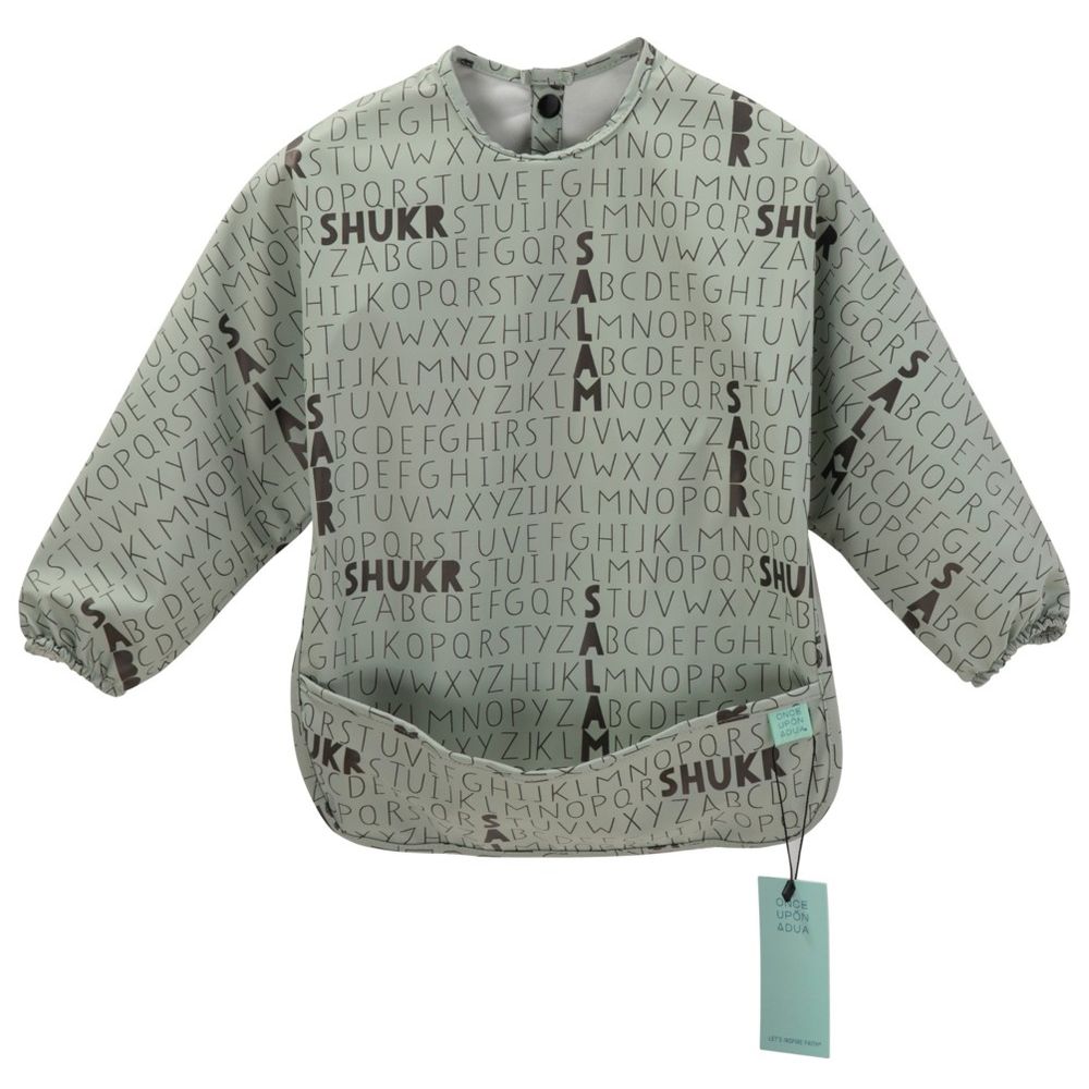 Once Upon A Dua - Long Sleeved Pocket Bib With Carry Pouch - Sage