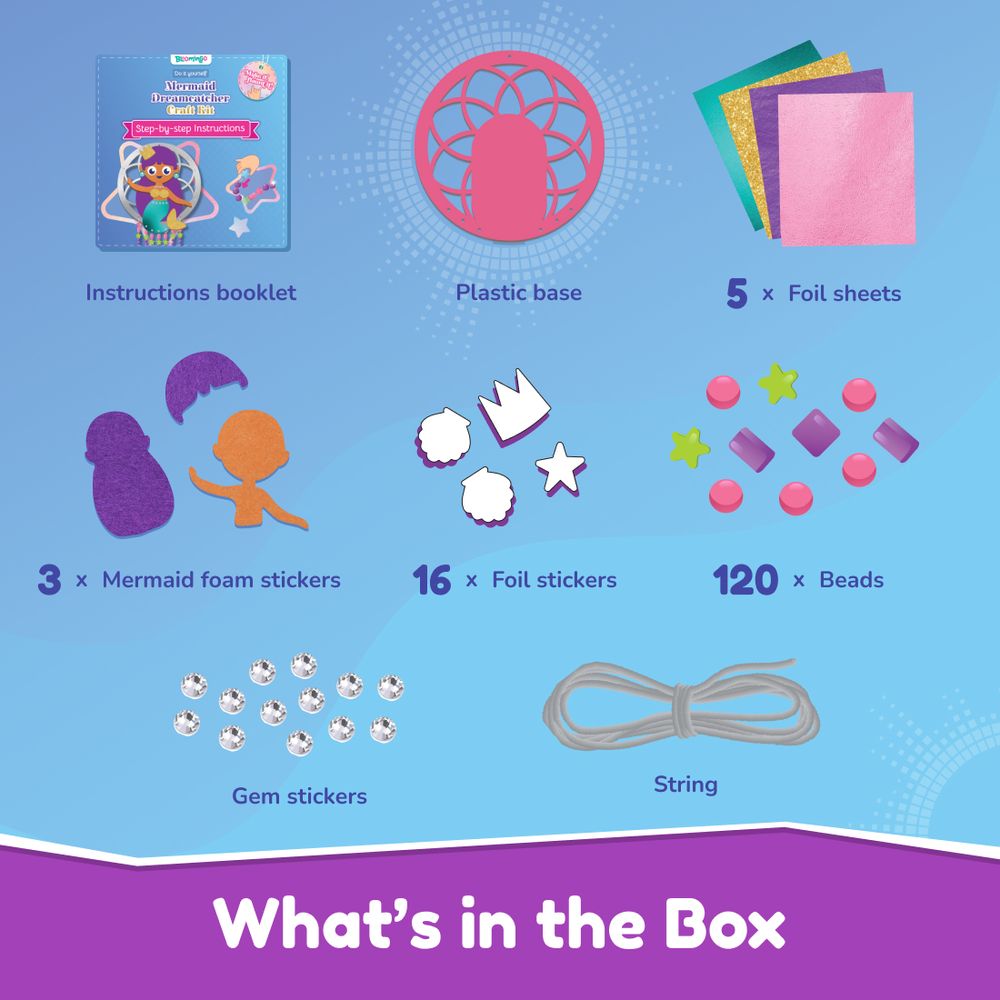 Bloomingo - Mermaid Dream Catcher Craft Kit - Multicolor - 150 Plus Pcs