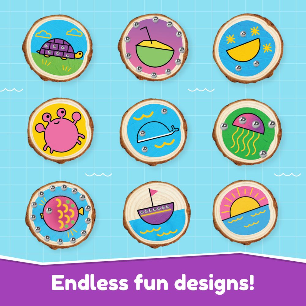 Bloomingo - Coastal Coasters Wood Painting Art Kit - Multicolor - 45 Plus Pcs