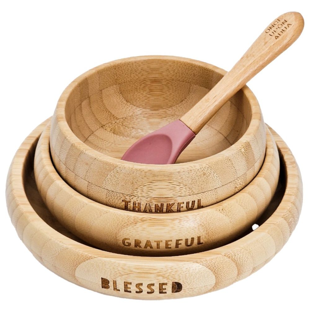 Once Upon A Dua - My First Bamboo Breakfast Set - Rose Pink - 4 Pcs