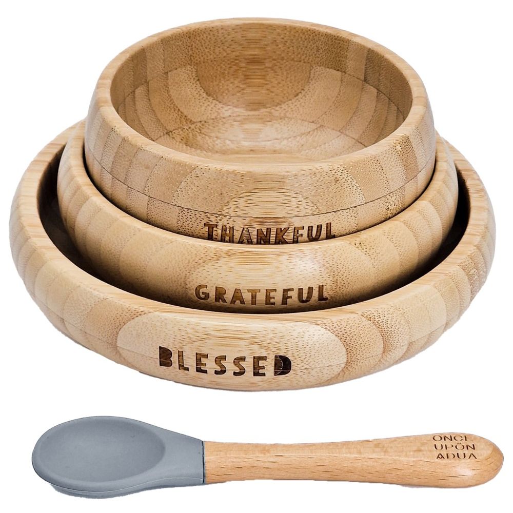 Once Upon A Dua - My First Bamboo Breakfast Set - Stone Blue - 4 Pcs