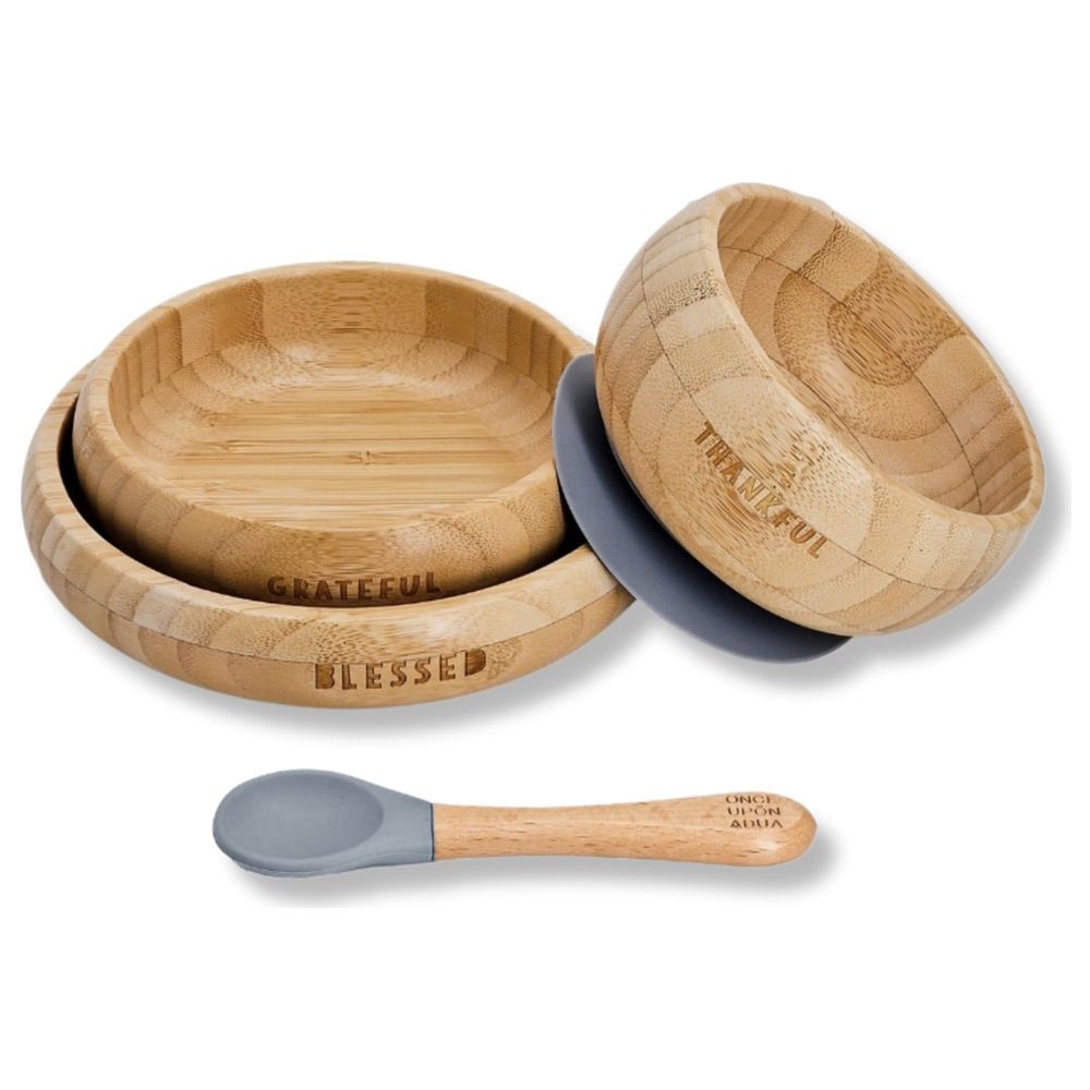 Once Upon A Dua - My First Bamboo Breakfast Set - Stone Blue - 4 Pcs