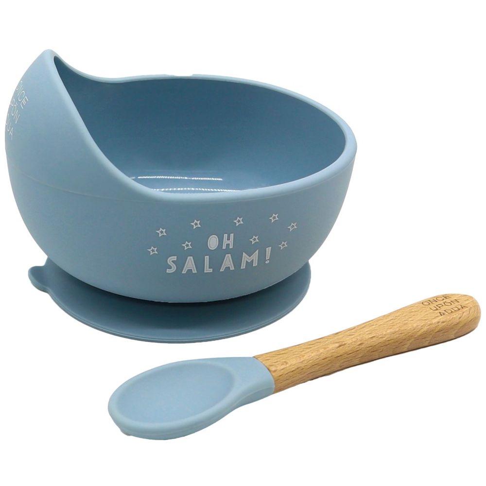ONCE UPON A DUA Lux Silicone Bowl And Spoon Set - Dusty Blue