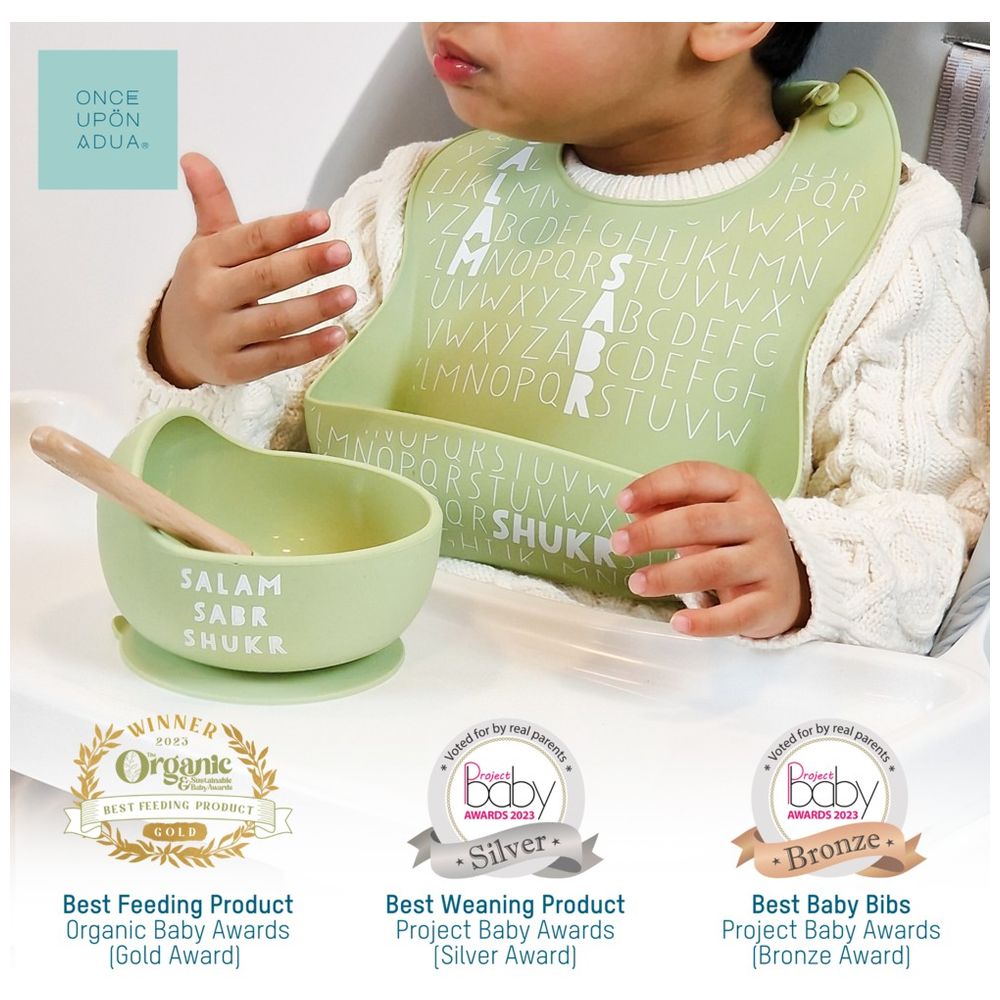 ONCE UPON A DUA Lux Silicone Bowl And Spoon Set - Olive Green