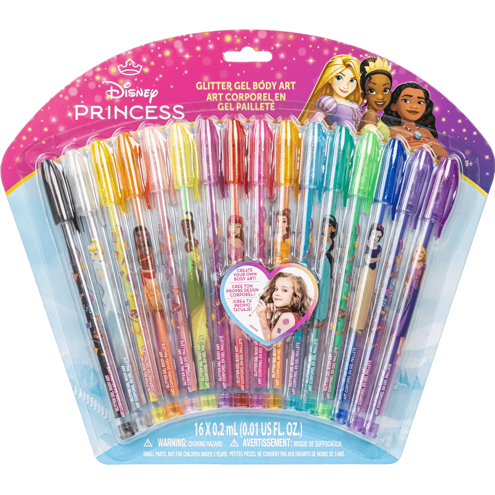 TownleyGirl - Disney Princess Glitter Gel Pen Body Art Set - Multicolor - 16 Pcs