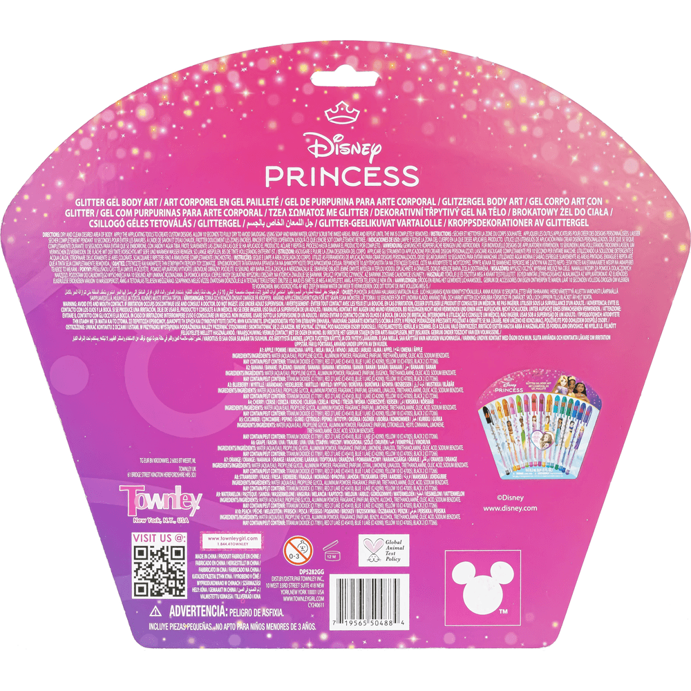 TownleyGirl - Disney Princess Glitter Gel Pen Body Art Set - Multicolor - 16 Pcs