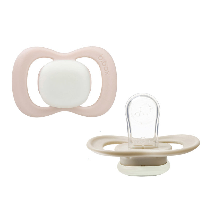 B.Box - Silicone Pacifier 0 to 6 M - Pack of 2 - Blush/Lattee
