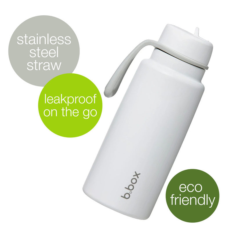 بي بوكس - زمزمية مياه معزولة ستانلس ستيل بغطاء قلاب - أبيض - 1000 مل