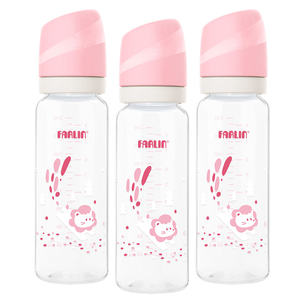 فارلين - رضّاعة قياسية العنق من البولي بروبيلين - وردي - عبوة من 3 قطع