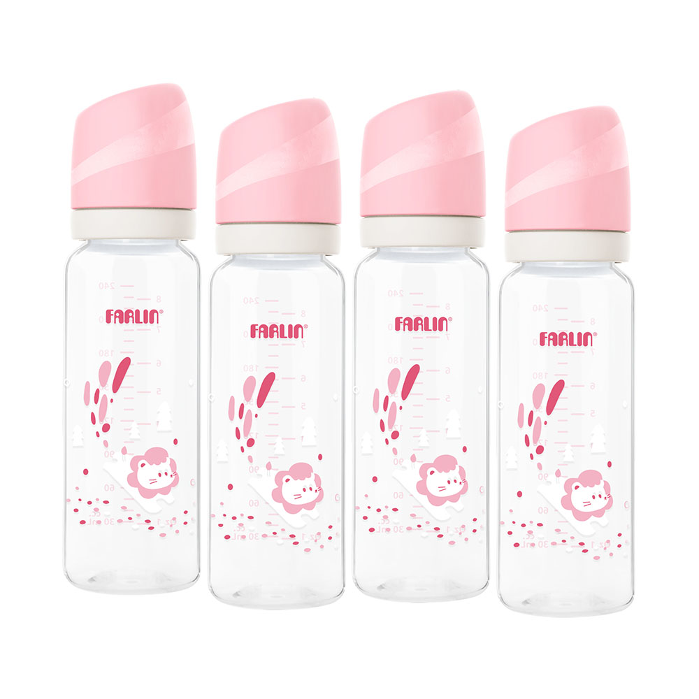 فارلين - رضّاعة قياسية العنق من البولي بروبيلين - وردي - عبوة من 4 قطع