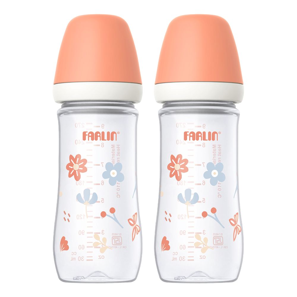 Farlin - Wide Neck Feeding Bottle - Pink - 2 Pcs - 270 ml