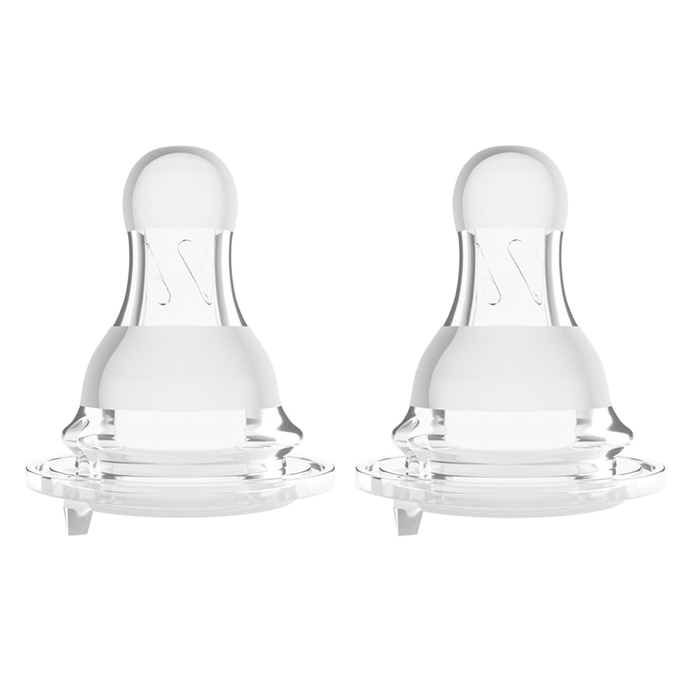 فارلين - حلمات سيليكون شفافة مضادة للمغص للرقبة - طقم من قطعتين