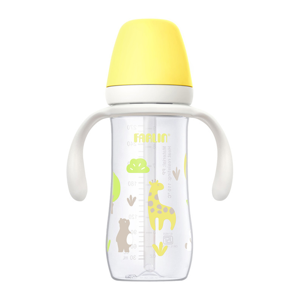 Farlin Grow With Colours PP Wide Neck Drinking Cup With Handle - Yellow - 270 ml