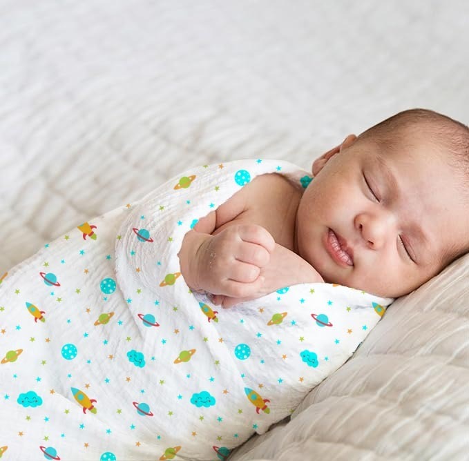 Tummy - Baby Essential Swaddle - Planet/Heart/Whale - Pack Of 3