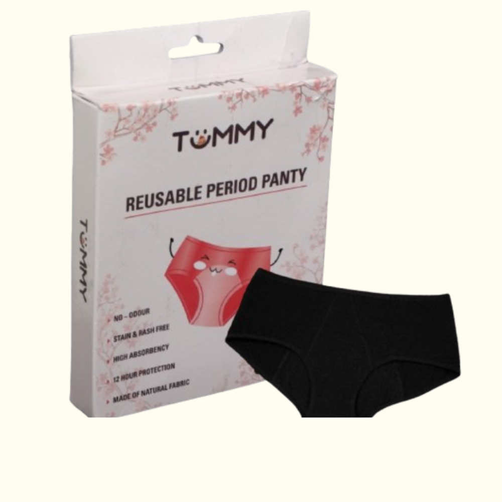 Tummy - Bamboo Cotton Reusable Period Panty - 1 Pc - Black
