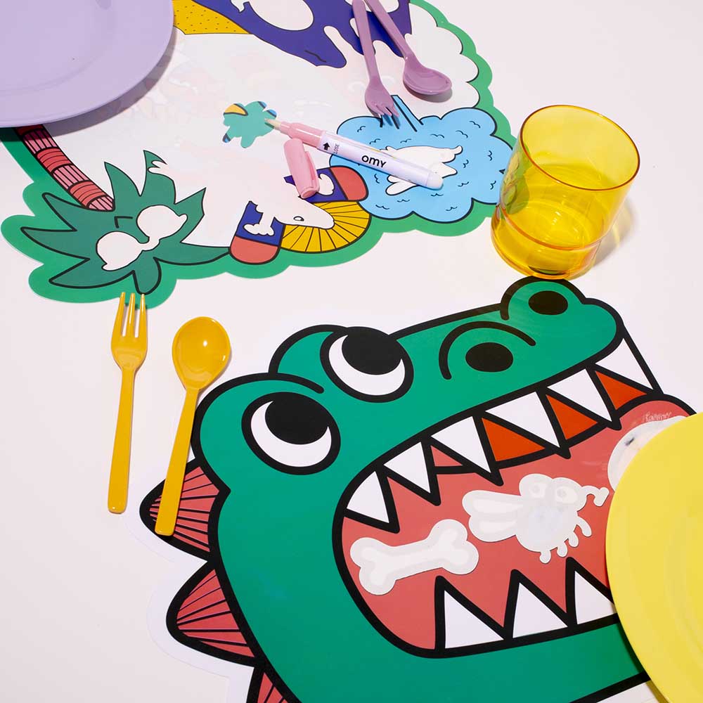 Omy Dino Magic Water Placemats - Green - 2pcs
