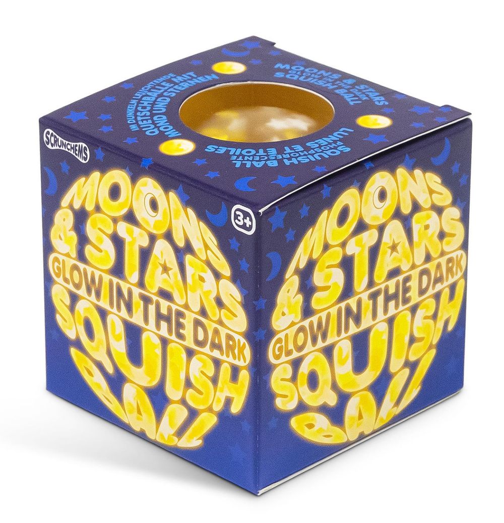 Tobar - Scrunchems Moons And Stars Glow In The Dark Squish Ball - Yellow