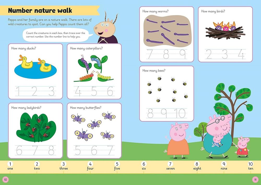 تعلم مع بيبا بيج: العد من 0 إلى 20 - كتاب عد قابل للمسح