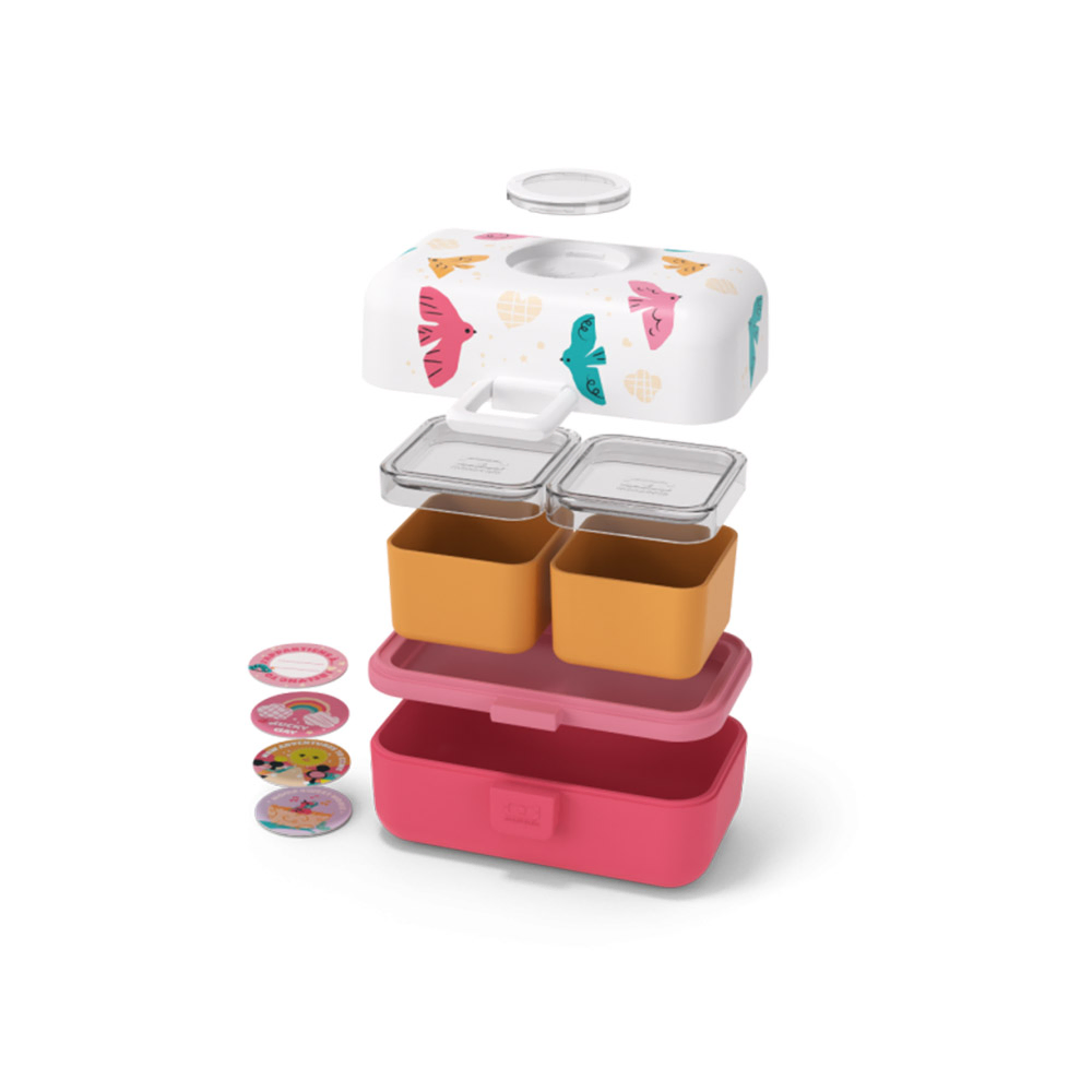 Monbento - Tresor Kids' Bento Box - Pink Birds