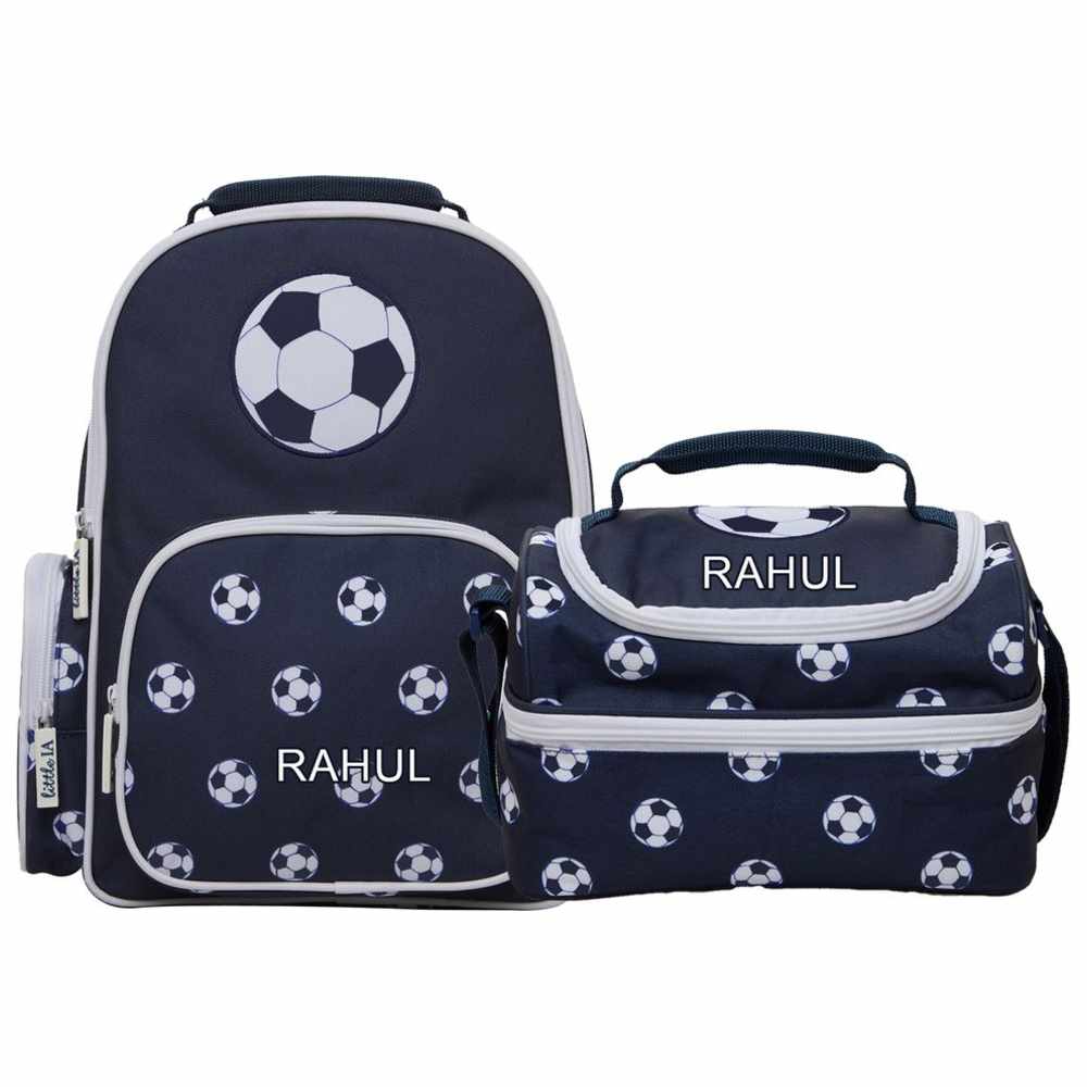 Little IA - Personalized Football Champ School Set - Small - Blue - 2 Pcs