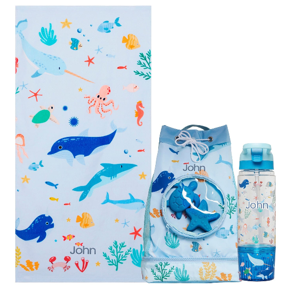 Little IA Personalised Seaworld Adventure Gift Set - Blue - 3 Pcs