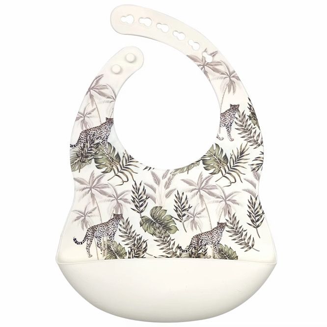 Maxims Baby Store - Jungle Print Silicone Bib - White