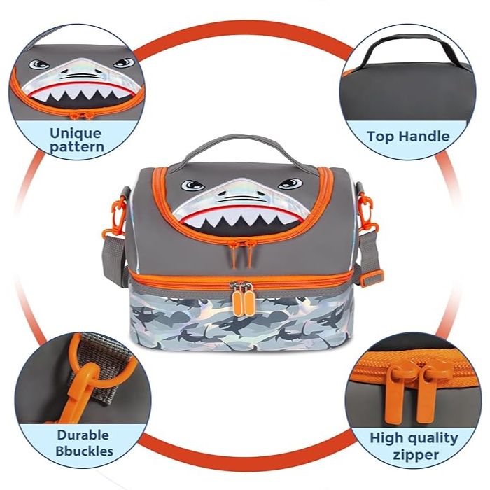 Tiny Tots - Kids Thermal Lunch Bag With Compartment - Shark