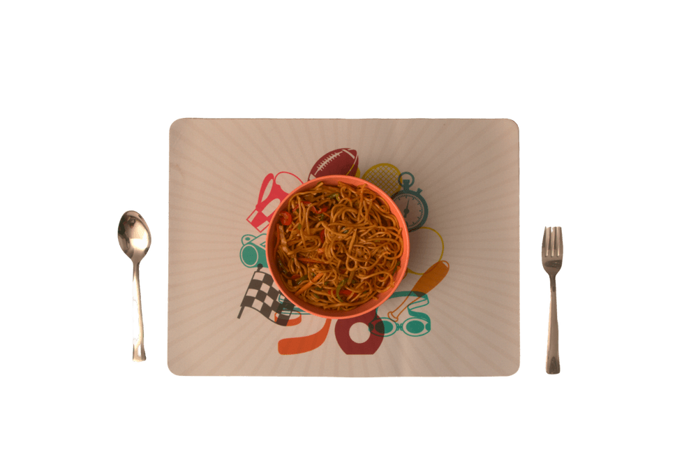 Tiny Tots Sports Rubber Placemat, Coaster & Cutlery - 3pc Set