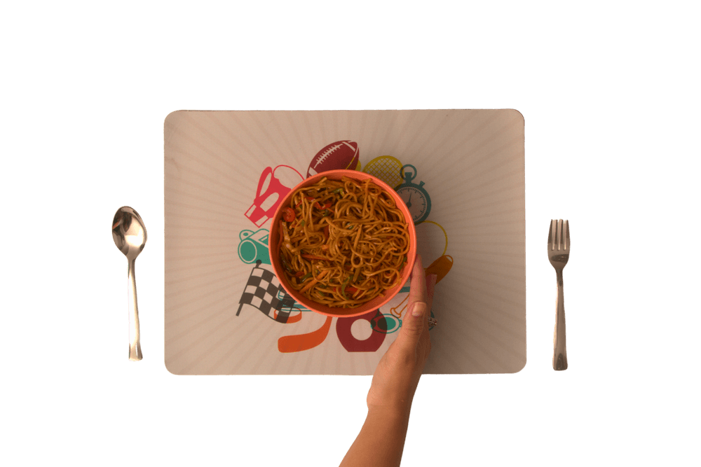 Tiny Tots Sports Rubber Placemat, Coaster & Cutlery - 3pc Set