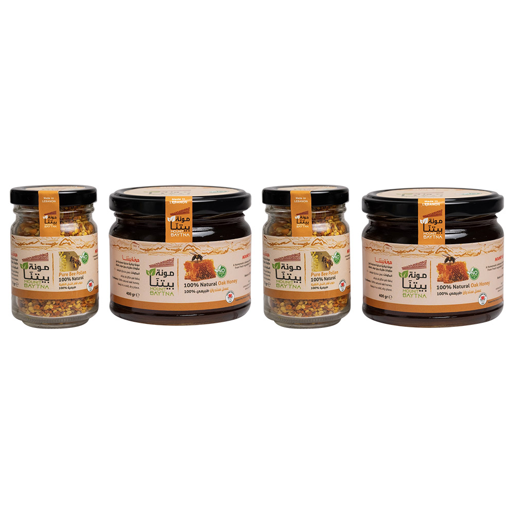 مونة بيتنا - عسل سنديان 400غ - عدد 2 مع حبوب اللقاح النقية 70غ - عدد 2