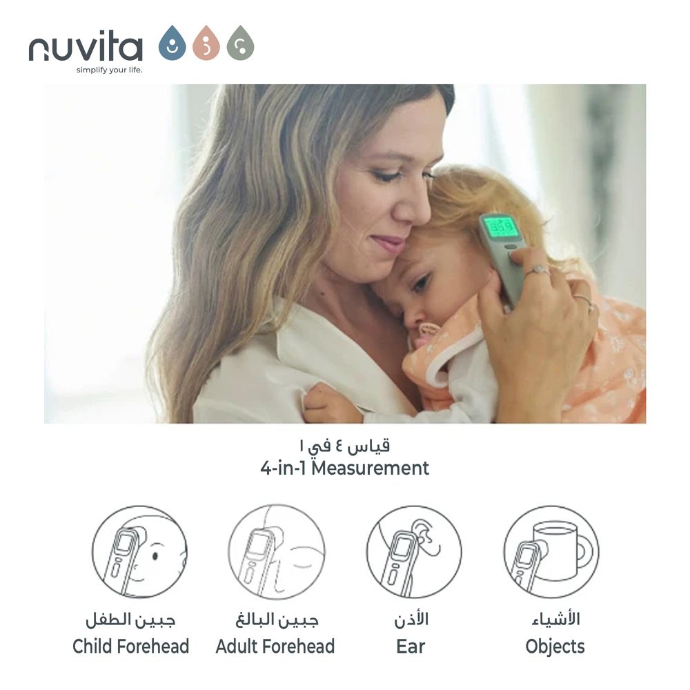 نوفيتا - ميزان حرارة رقمي للجبهة والأذن - أخضر ميرمية