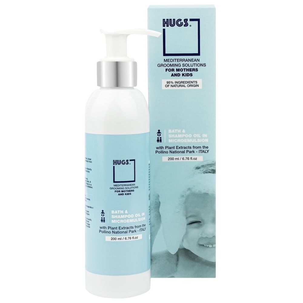 Hugs - Baby Bath & Shampoo Oil In Microemulsion - 200 ml