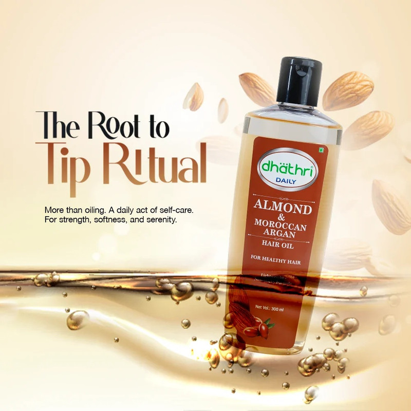 Dhathri - Almond & Moroccan Argan Hair Oil - 300 ml