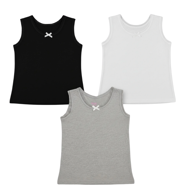 Genius - 3pc-Set - Girl's Cotton Vest - Multicolor