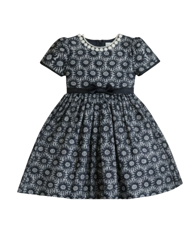 Le Crystal - Baby Girl's Embroidered Shimmer Party Dress - Black