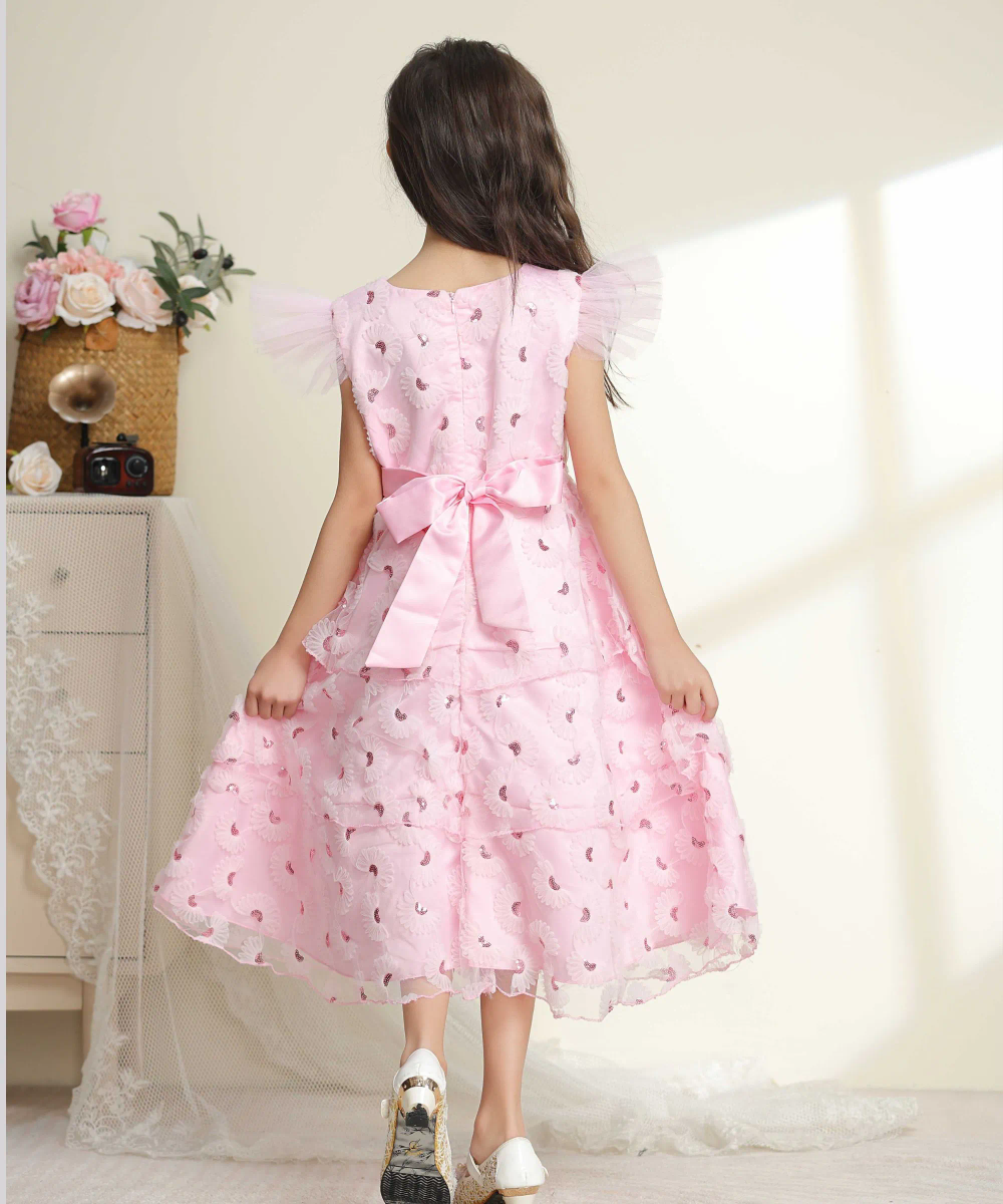 فستان حفلات للبنات من لي كريستال - وردي