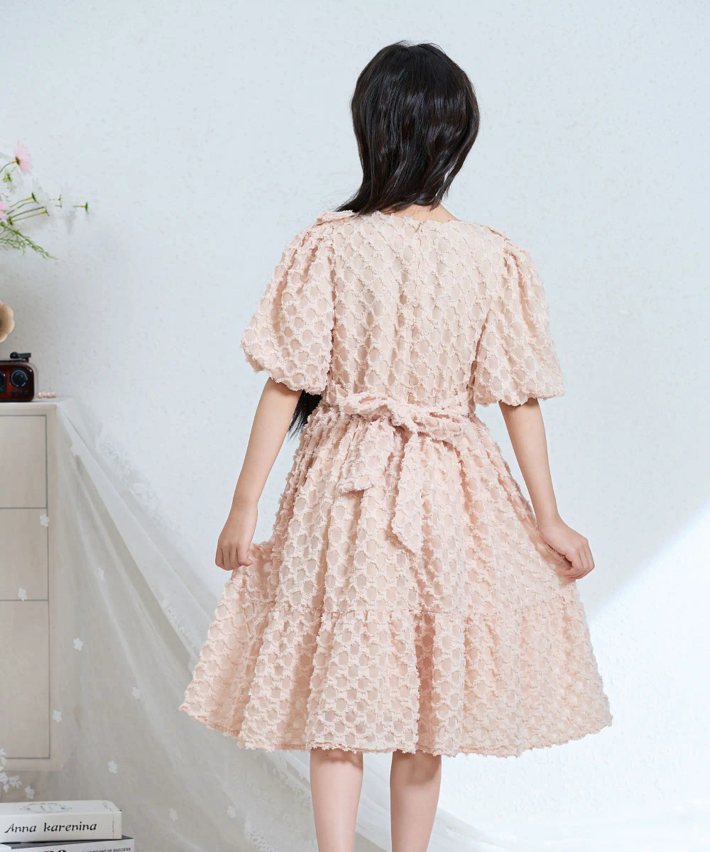 فستان حفلات مطرز للبنات من لي كريستال - بيج