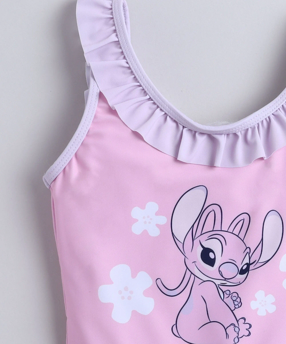 Disney - Girl's Stitch Printed Sleeveless Swim Dress - Purple